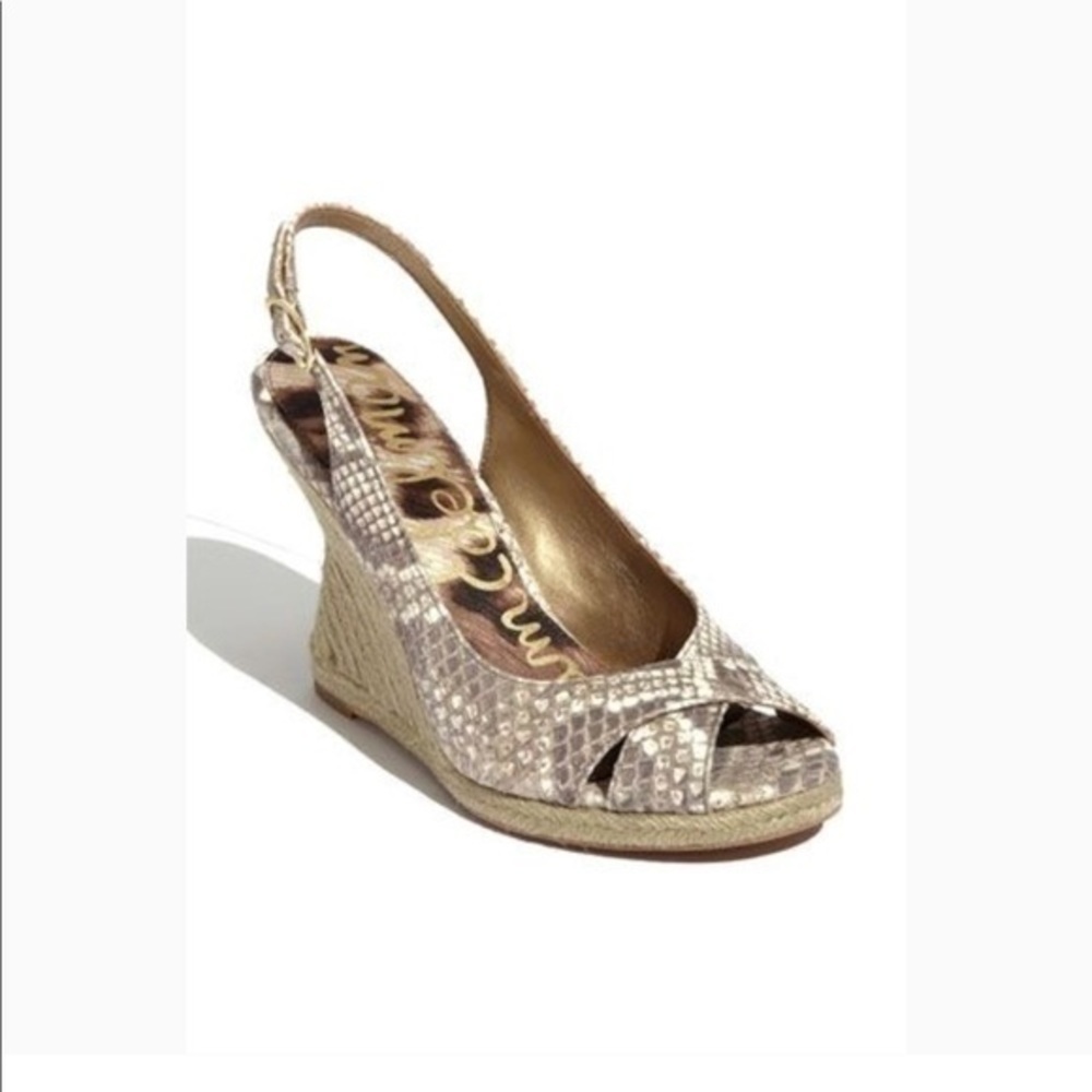 Sam Edelman Arianna Snake-Print Leather Wedge 8.5